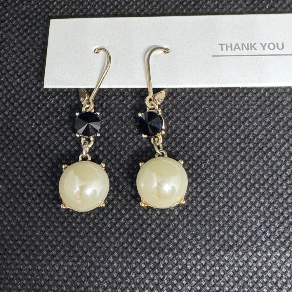 Anne Klein Gold and Black Pearl Drop Earrings